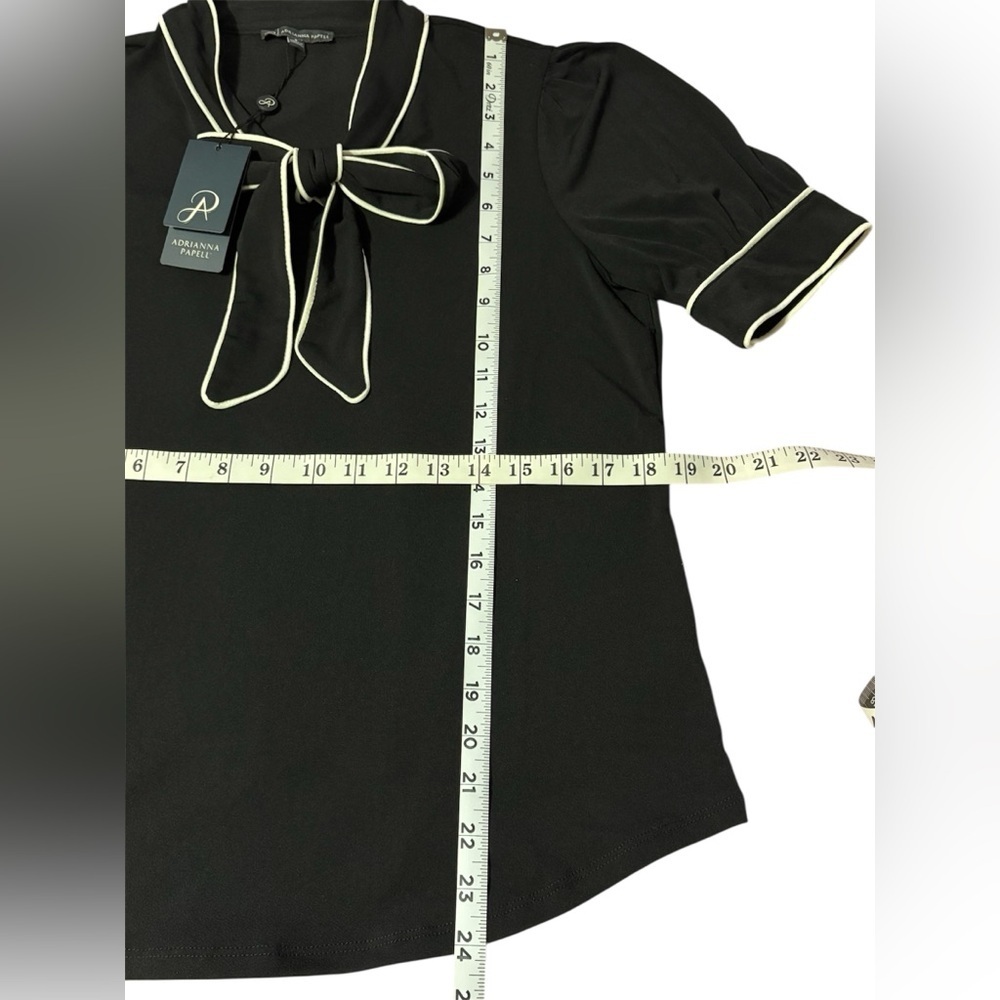 Adrianna Papell Black Blouse with White Accents - Picture 4 of 5